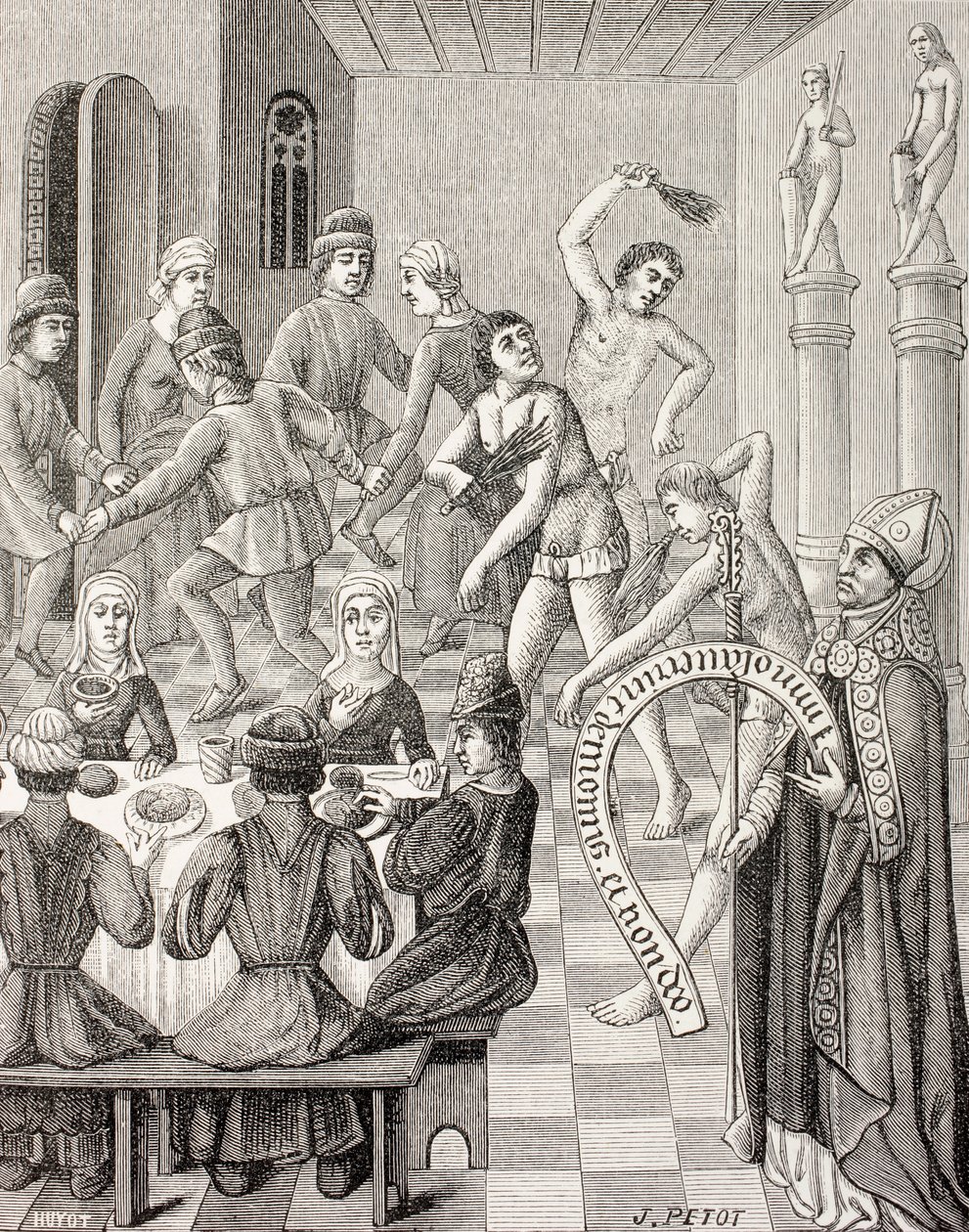 Eresia dei Flagellanti, 1880 circa (litografia) da French School