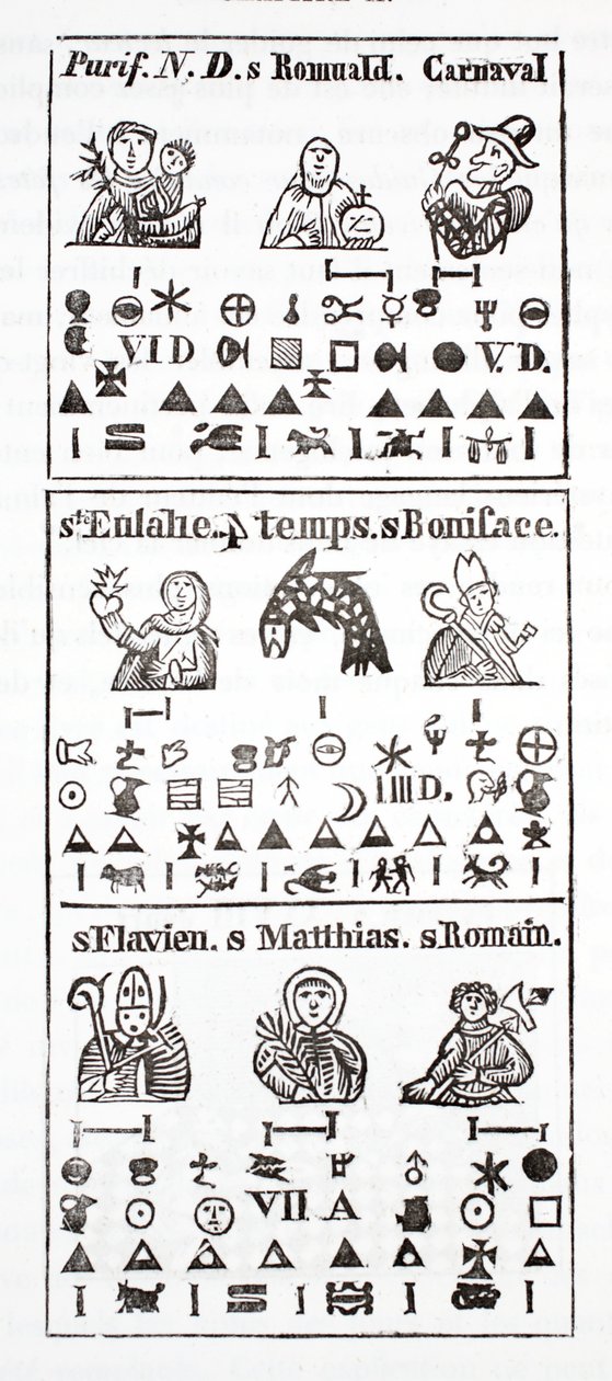 Caratteri geroglifici in un almanacco da French School