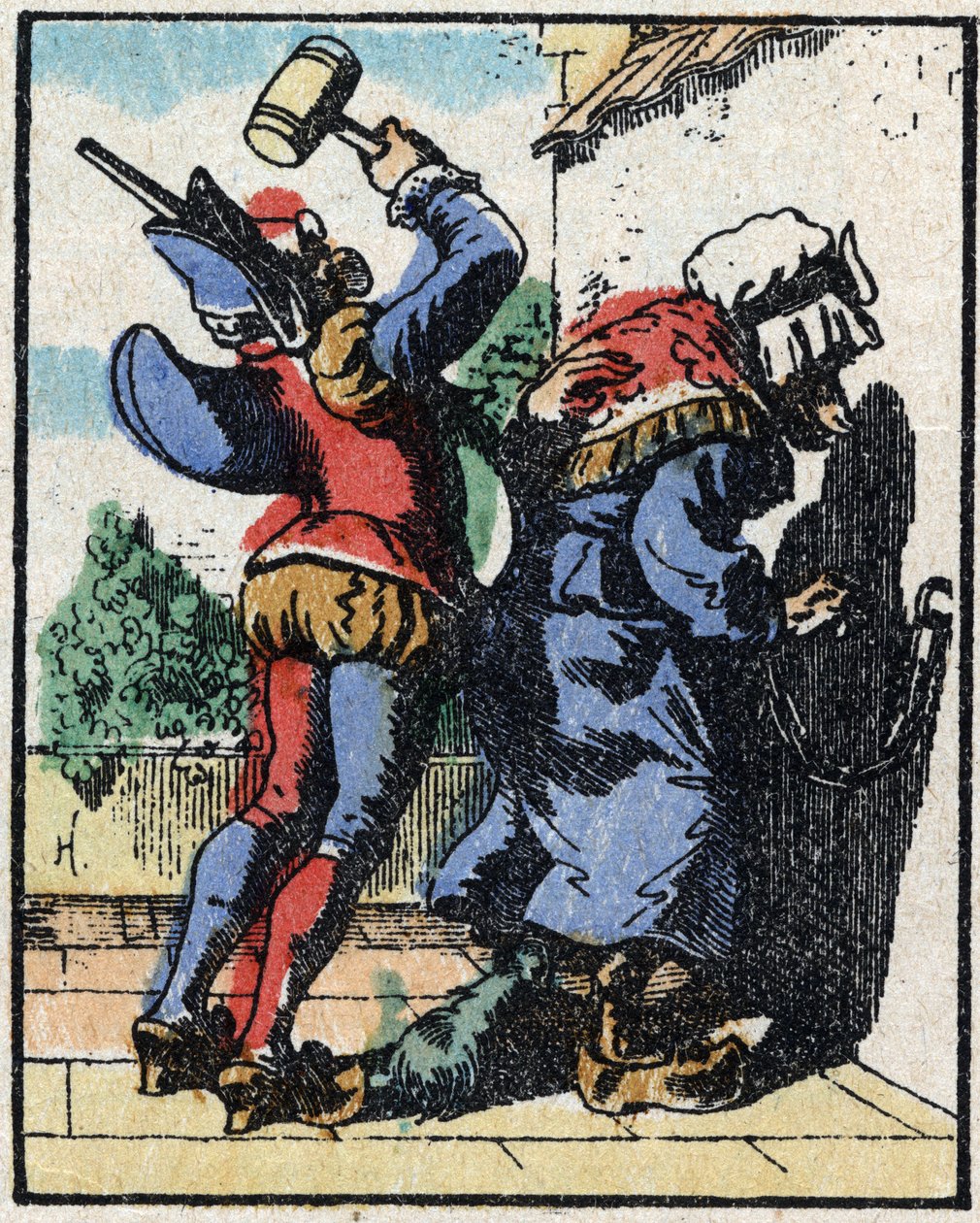 Storia del Dottor Pulcinella (Polichinelle). Incisione su legno di Imaging Pellerin - Epinal, sd. Fine XIX secolo da French School