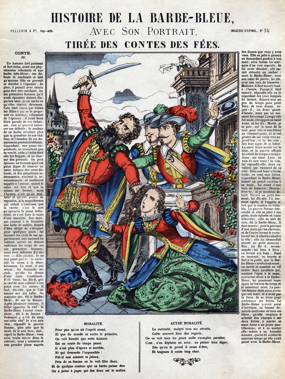 Storia di Barbablù, immagine della spina XIX secolo da French School