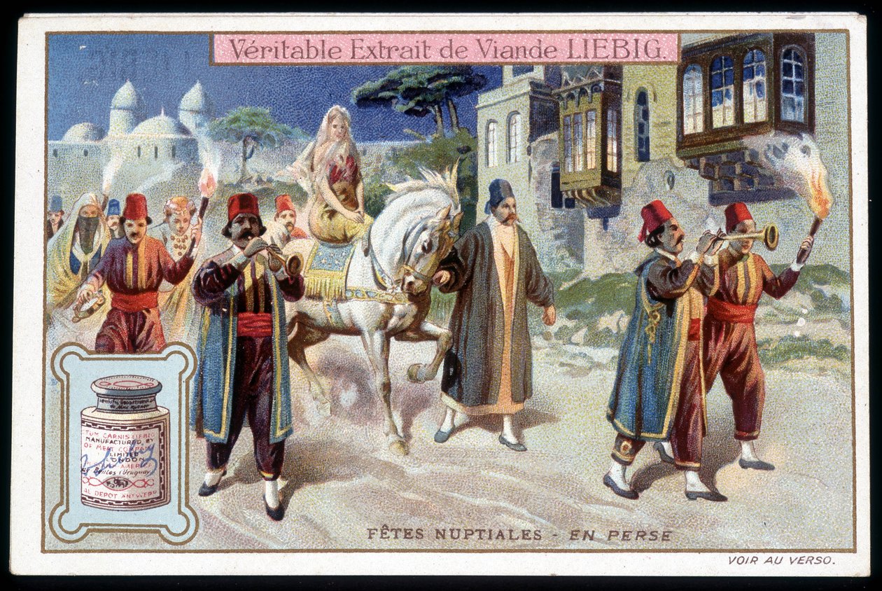 Luna di miele in Persia - cromolitografia. Liebig, v. 1895 da French School