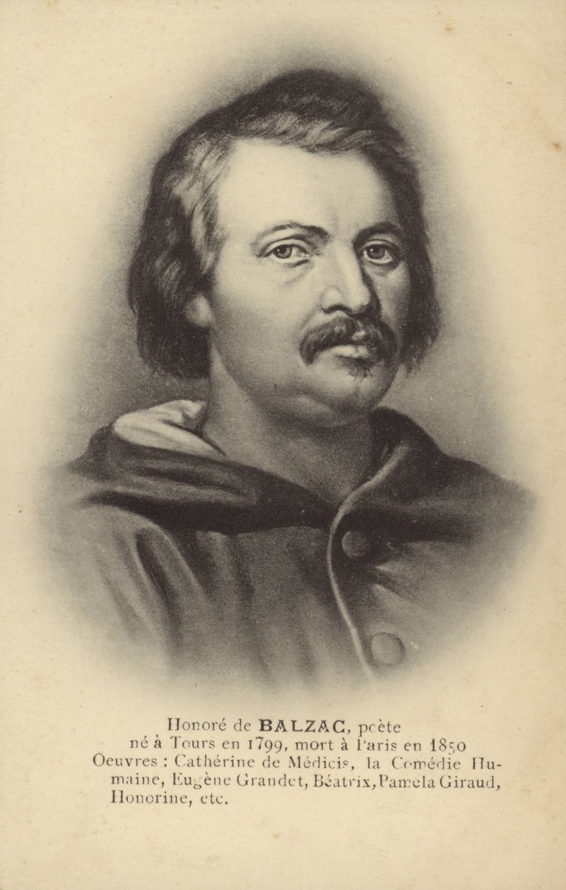 Honore de Balzac (1799-1850), romanziere e drammaturgo francese (litografia) da French School