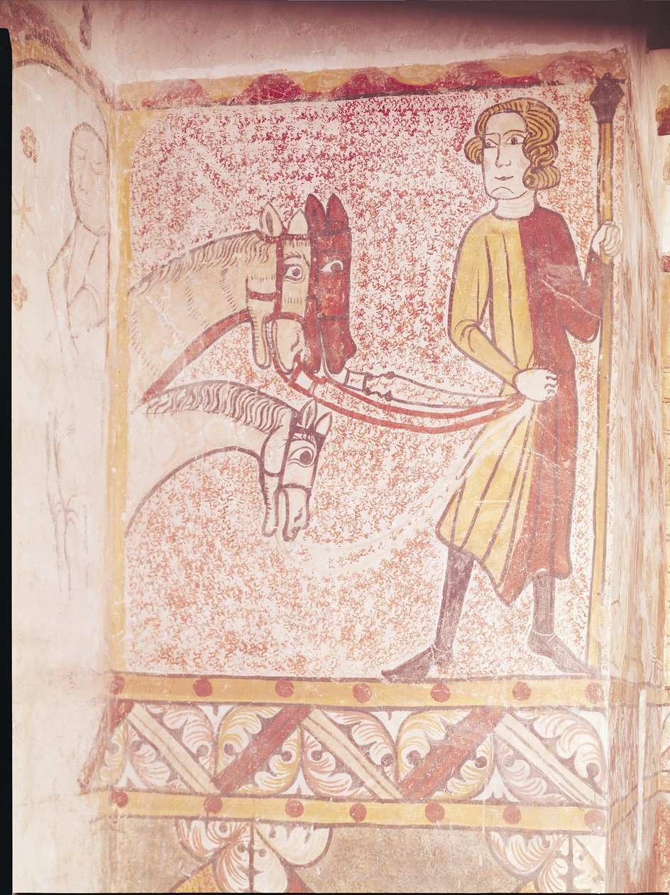 Cavaliere che tiene le redini di tre cavalli, dalla Parete Nord, c.1265 da French School