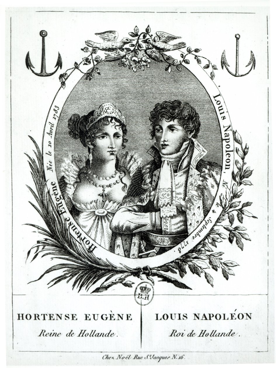 Hortense de Beauharnais (1783-1837) e Louis-Napoleon Bonaparte (1778-1846) da French School