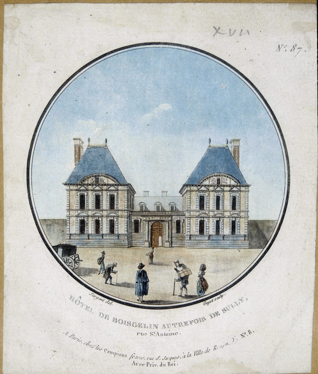 Hotel de Boisgelin, ex di Sully - incisione da French School