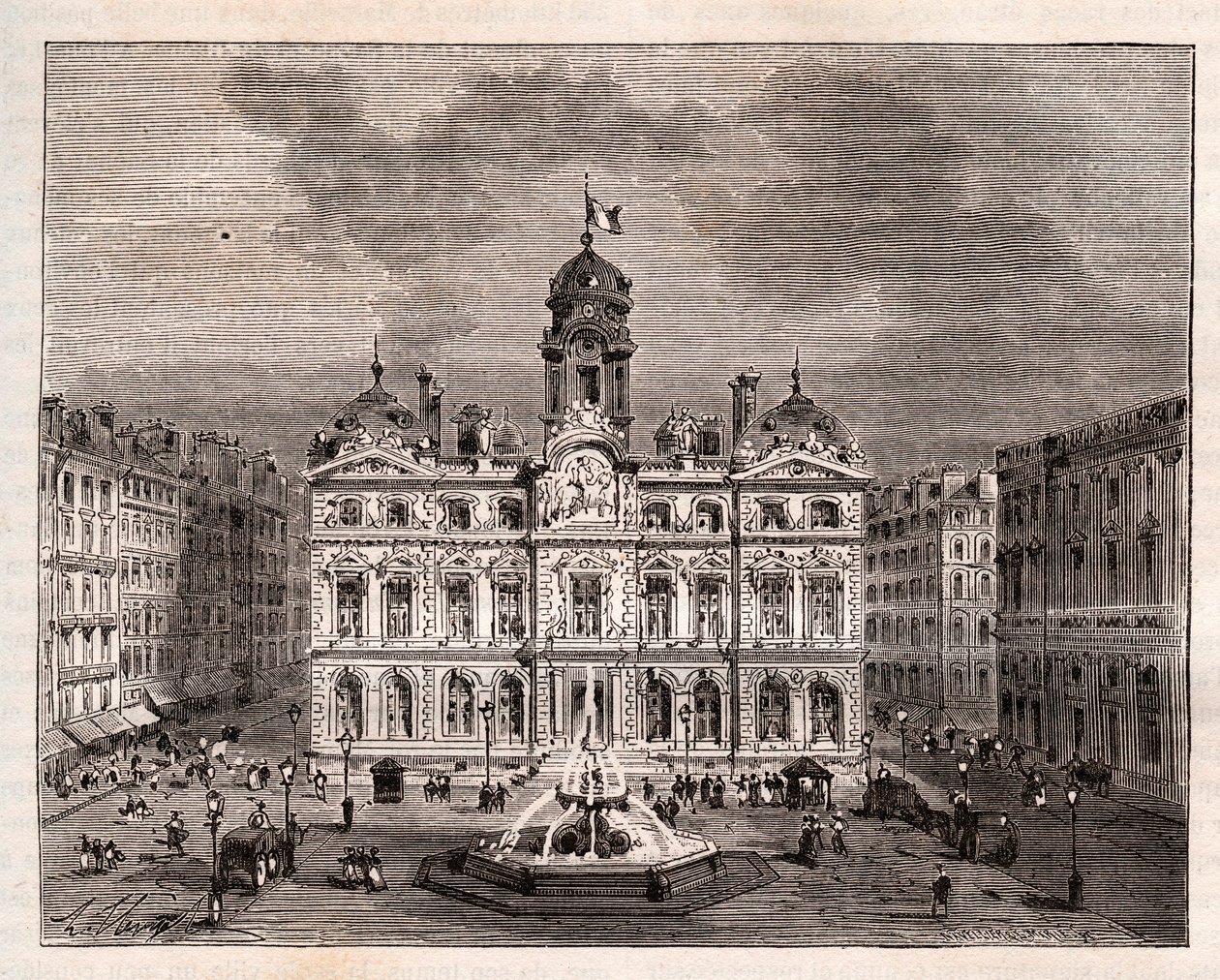 Hotel de Ville de Lyon - incisione in 