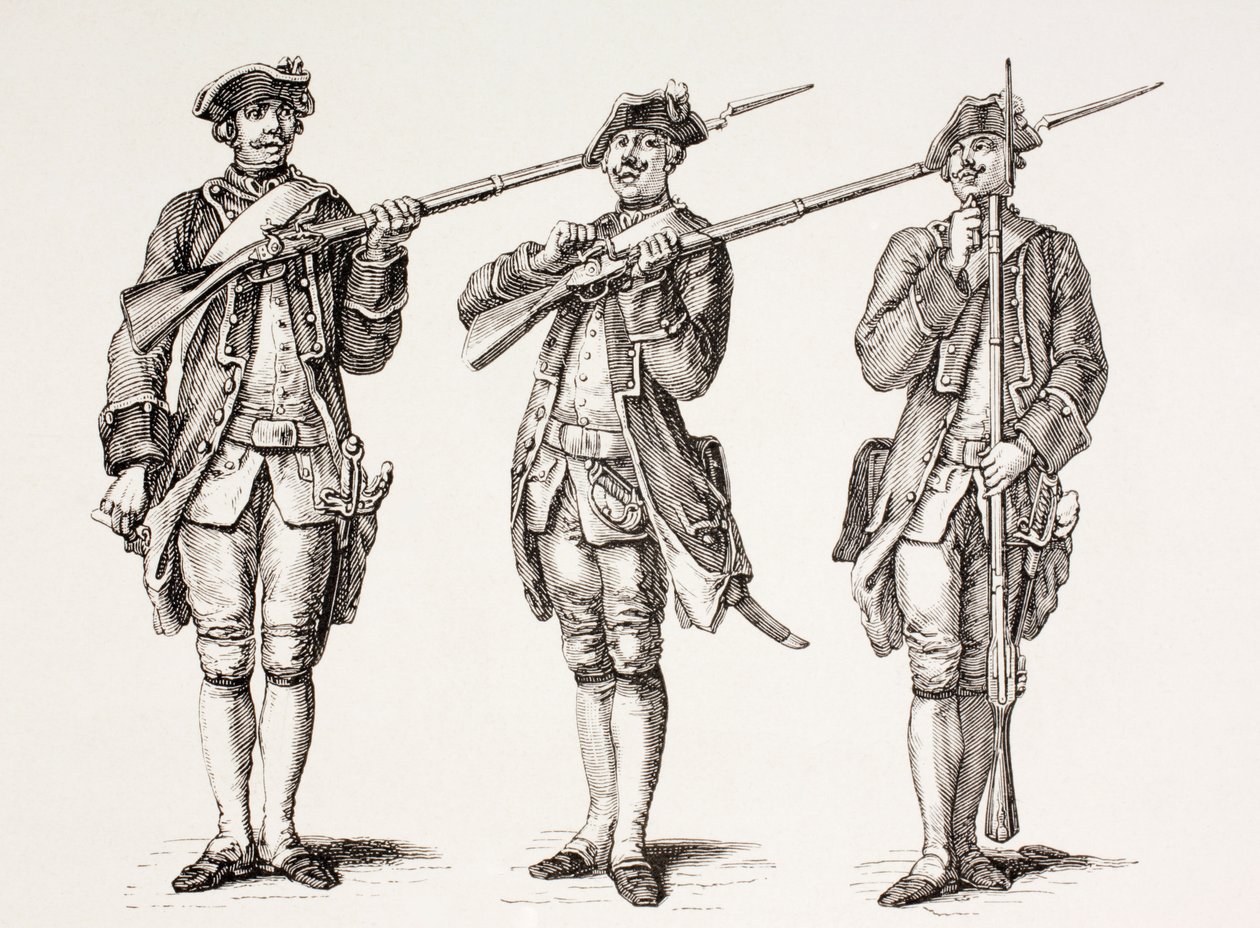 Come caricare un moschetto, da un libro di istruzioni francese del 1776, da 