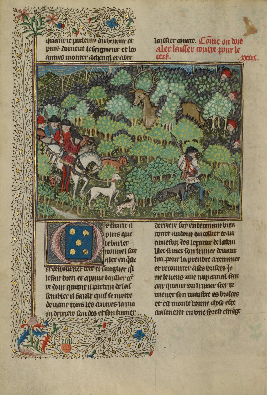 Cacciatori che Inseguono un Cervo, c.1430-40 da French School
