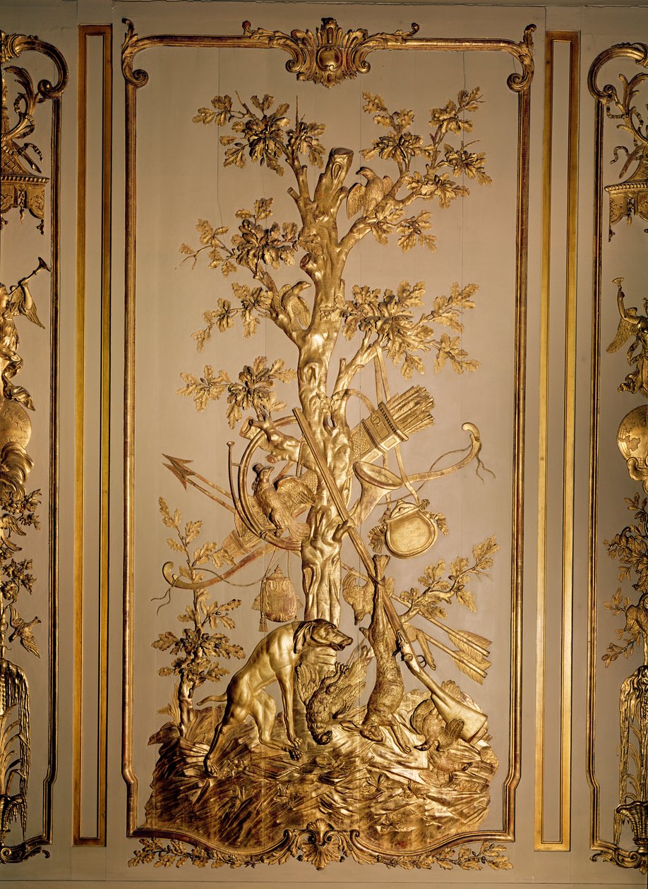 Scena di caccia, pannelli in legno originariamente dalla sala da pranzo dell