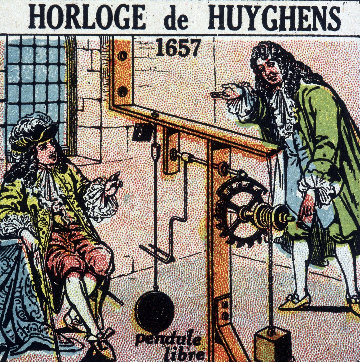 Orologio di Huyghens 1657 (pendolo libero) - incisione, inizio XX secolo da French School