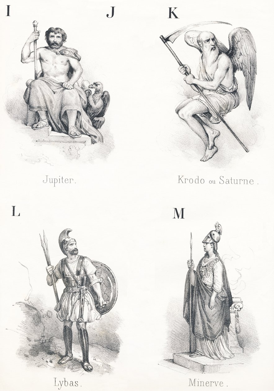 ; IJ K L M: Giove, Krodo, Lybas, Minerva da French School