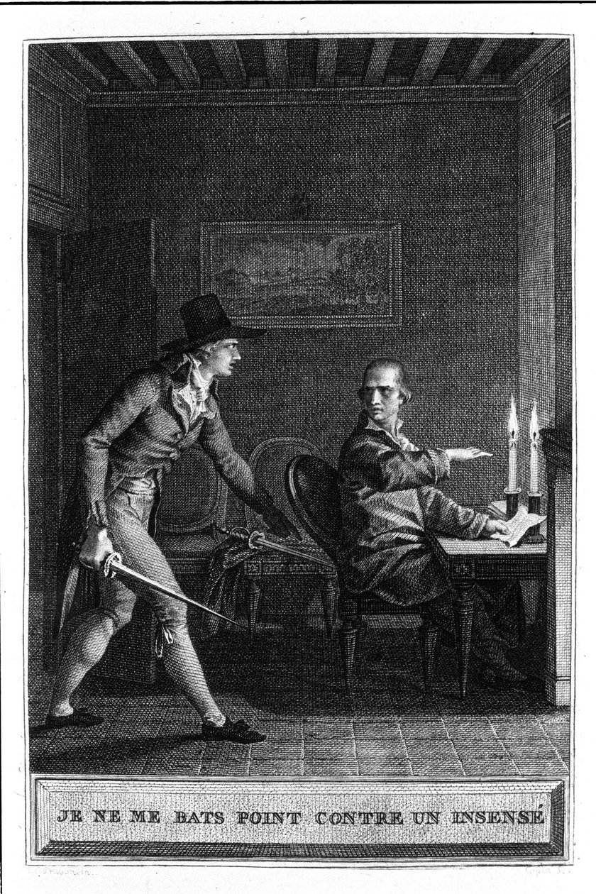 Non combatto come un insensato Illustrazione di “Julie o La Nuova Eloisa” di Jean Jacques Rousseau (1712-1788) 1780 da French School