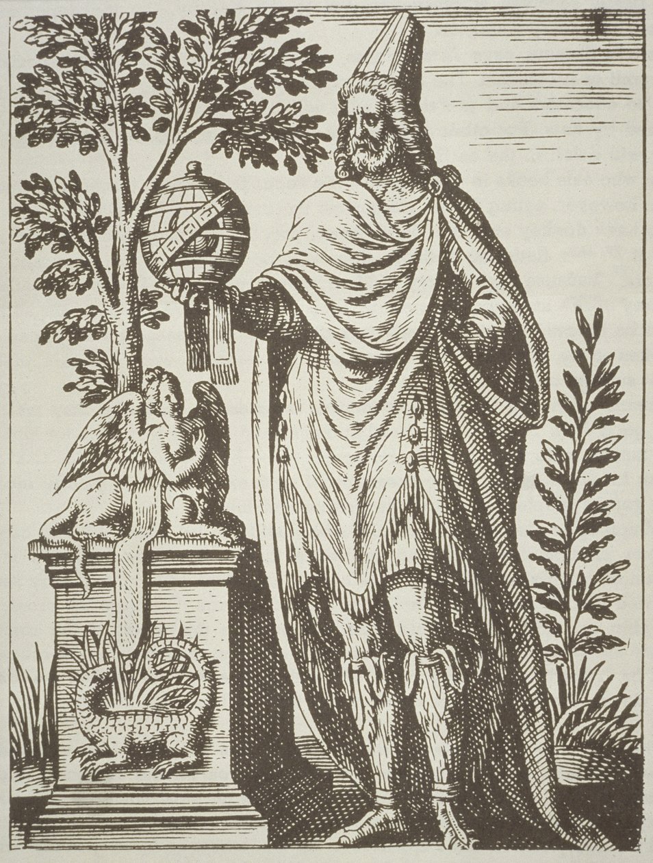 Ritratto ideale di Apollonio di Tiana, da De Divinatione et Magicis Praestigiis di Jean-Jacques Boissard, 1605, pubblicato in A History of Magic fine XIX secolo da French School