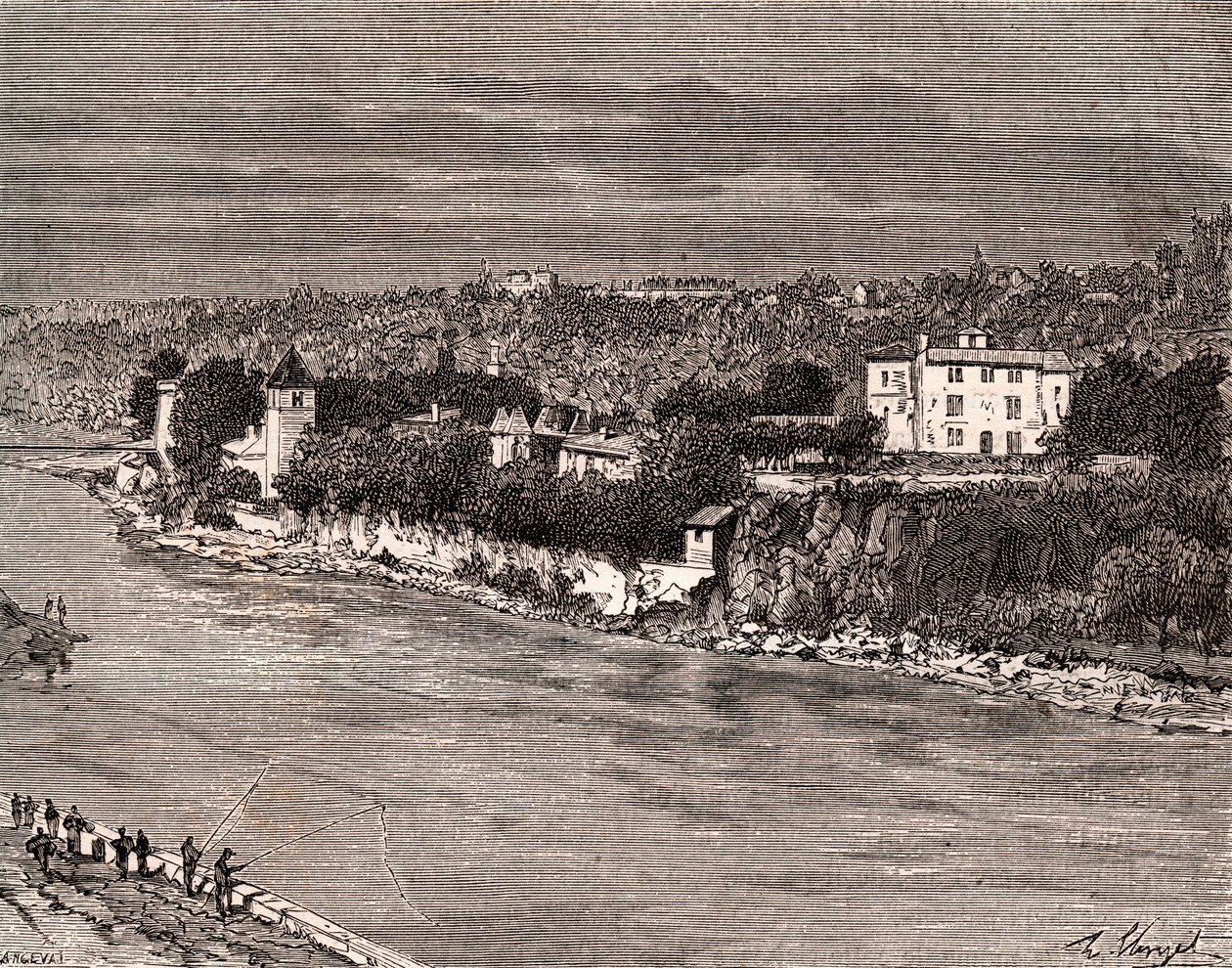 Ile Barbe nel mezzo della Saona, nel 9° arrondissement di Lione da French School