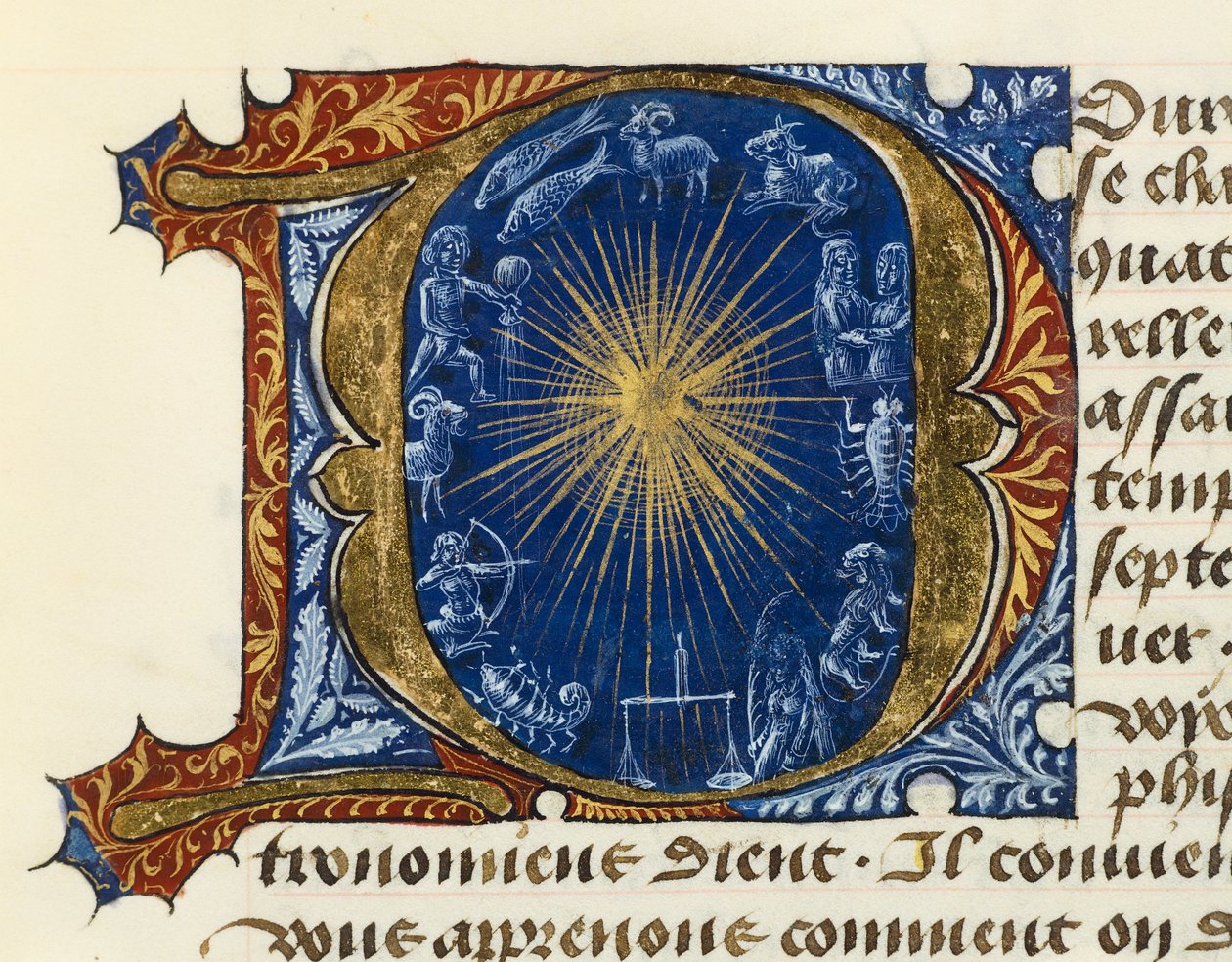 Lettera capitale iniziale illuminata D, dal Trattato di Medicina di Aldebrando di Firenze da French School