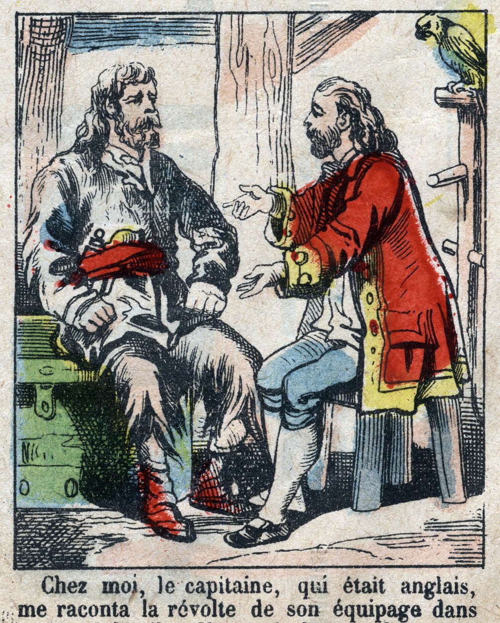 Illustrazione per il libro di Daniel Defoe "Robinson Crusoe". Immagine di Epinal fine XIX secolo da French School