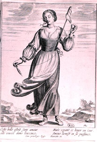 Illustrazione che raffigura una pastorella da French School