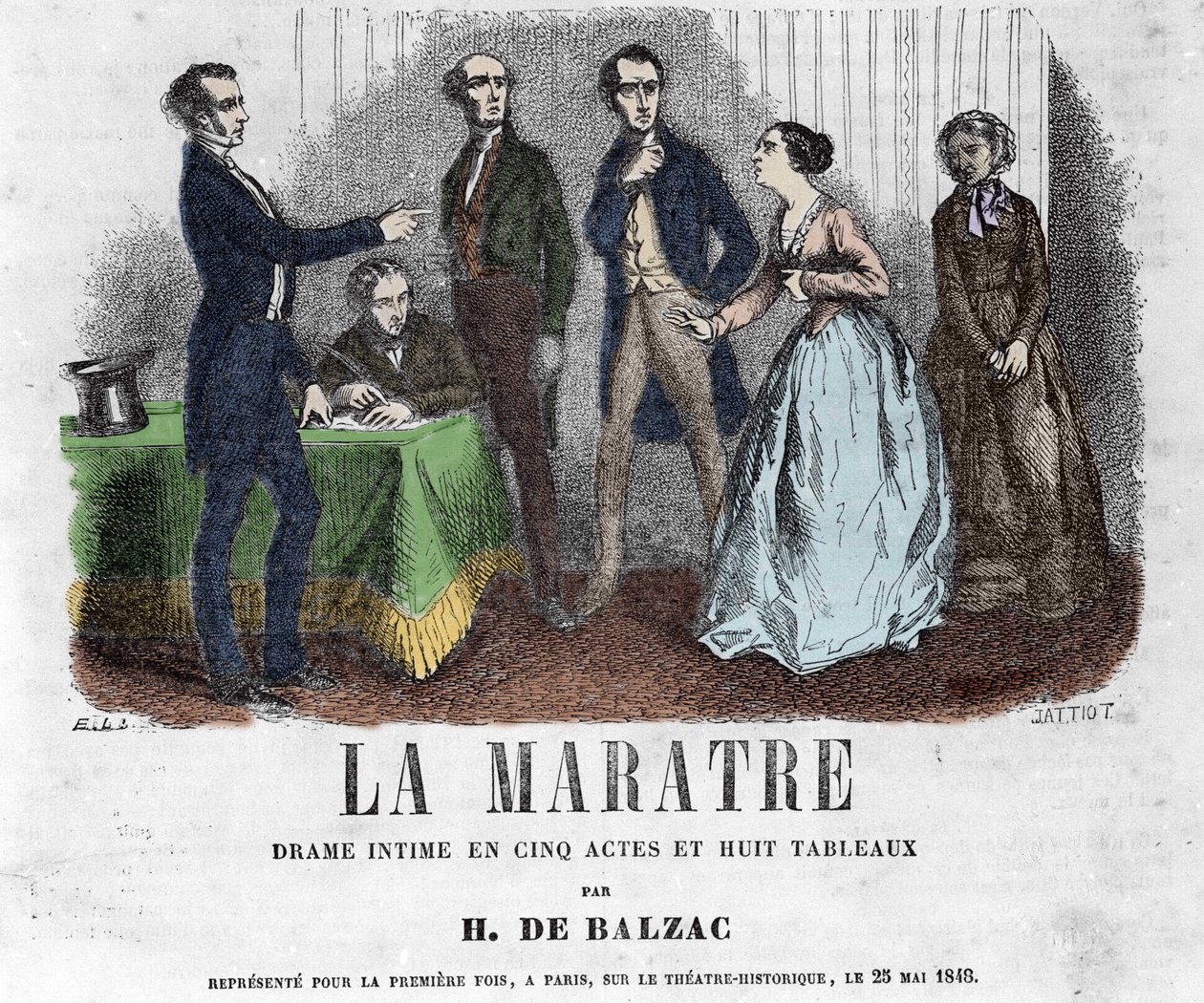 Illustrazione per "La Marâtre", dramma in cinque atti e otto quadri scritto da Honoré de Balzac da French School