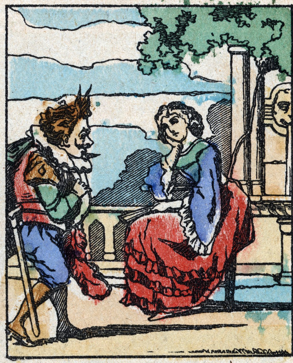 Illustrazione per "Riquet a la houppe", racconto di Charles Perrault, scrittore francese. Incisione su legno di Imaging Pellerin - Epinal, fine XIX secolo. da French School