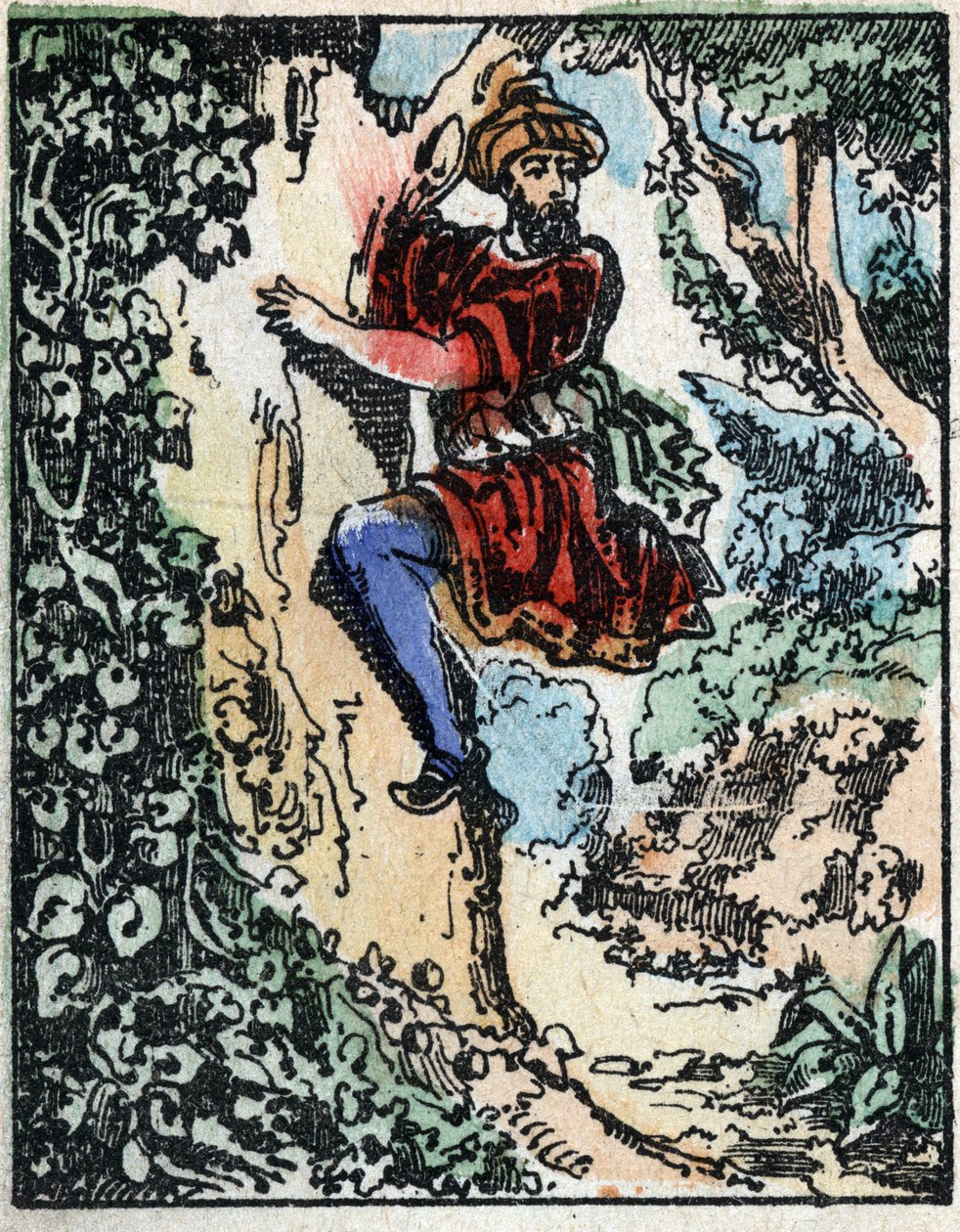 Illustrazione per i racconti delle Mille e una notte. Ali-Baba. Incisione su legno di Imaging Pellerin - Epinal, sd. Fine XIX secolo. da French School