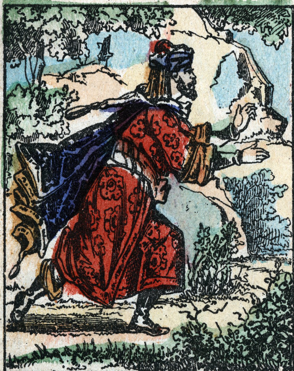 Illustrazione per le “Mille e una notte”. Alì Babà. Incisione su legno di Imagery Pellerin - Epinal, fine XIX secolo. da French School