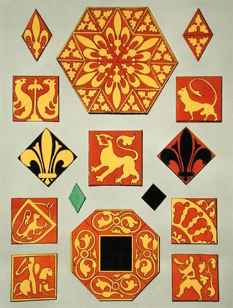 Illustrazione di motivi ceramici del XIII secolo da un libro di decorazioni da French School