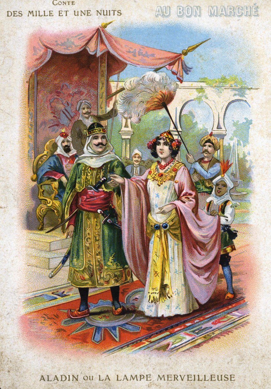 Illustrazione di Aladino o la lampada meravigliosa in "Le Mille e una Notte" da French School