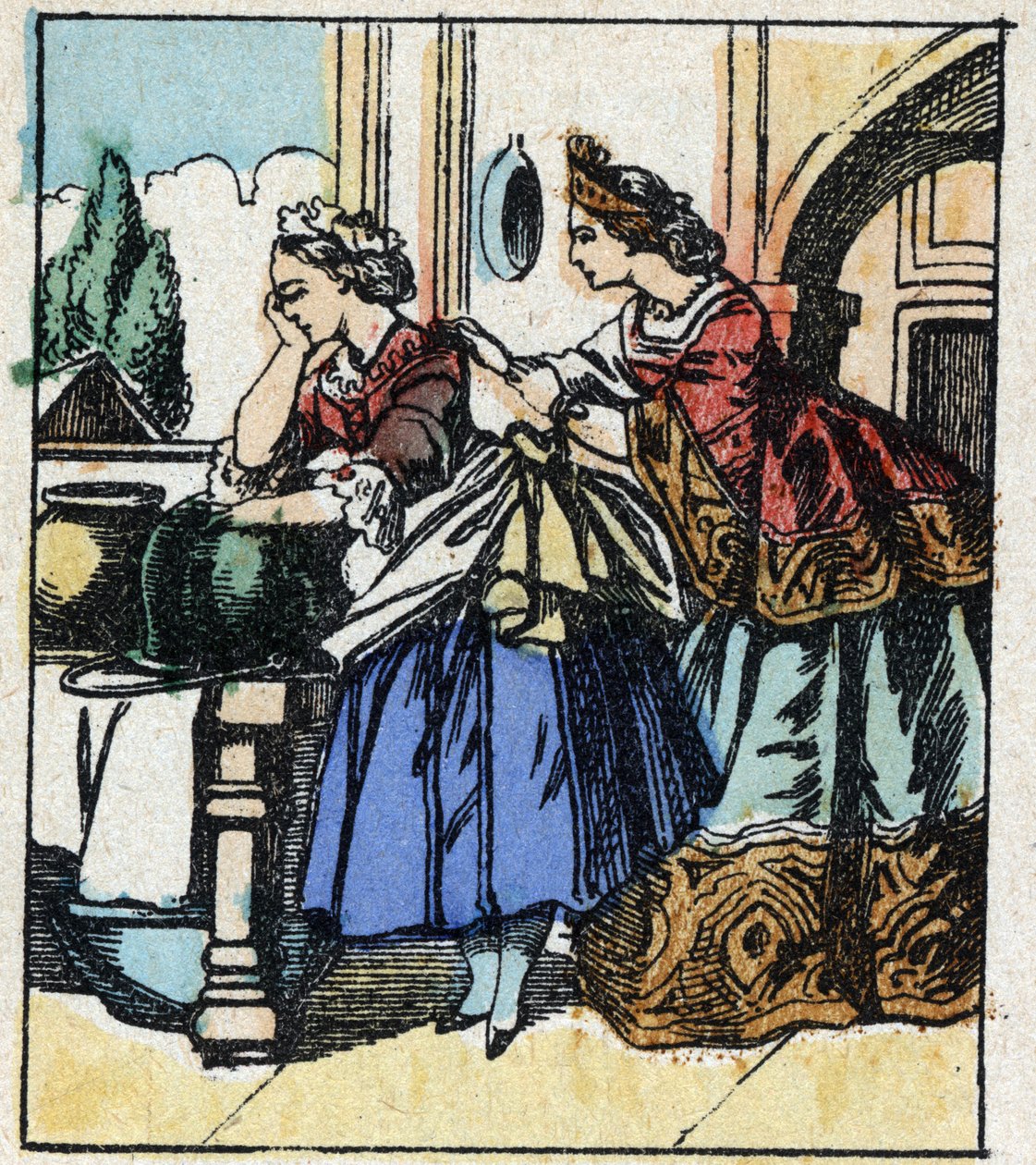Illustrazione del racconto di Charles Perrault "Cenerentola o La piccola scarpetta di vetro". Incisione su legno di Imaging Pellerin - Epinal, sd. Fine XIX secolo. da French School