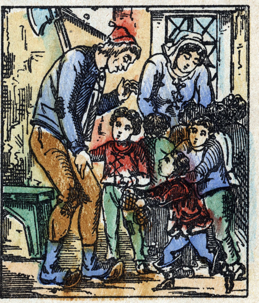 Illustrazione della fiaba "Pollicino" di Charles Perrault. Incisione su legno di Imaging Pellerin - Epinal, fine XIX secolo. da French School