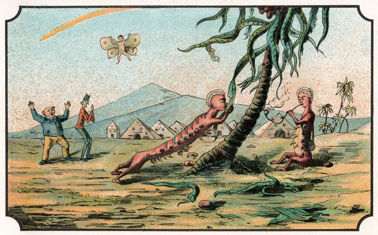 Illustrazione del libro "Viaggio nella luna prima del 1900" di A. de Ville-d