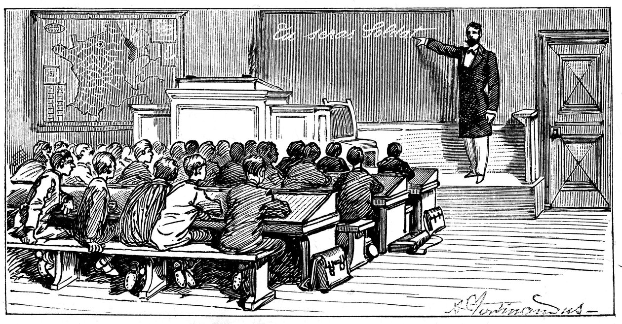 Illustrazione del libro di Emile Lavisse "Tu seras soldat", Armand Colin, 1899 da French School
