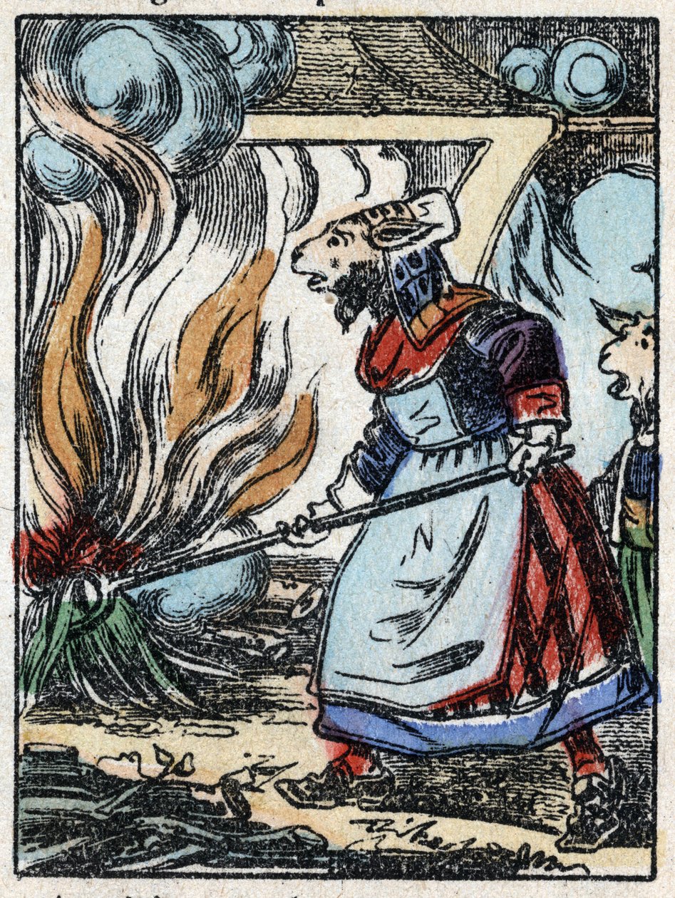Illustrazione del racconto "Il lupo, la capra e i sette capretti". Incisione su legno di Imaging Pellerin - Epinal, sd. Fine XIX secolo. da French School
