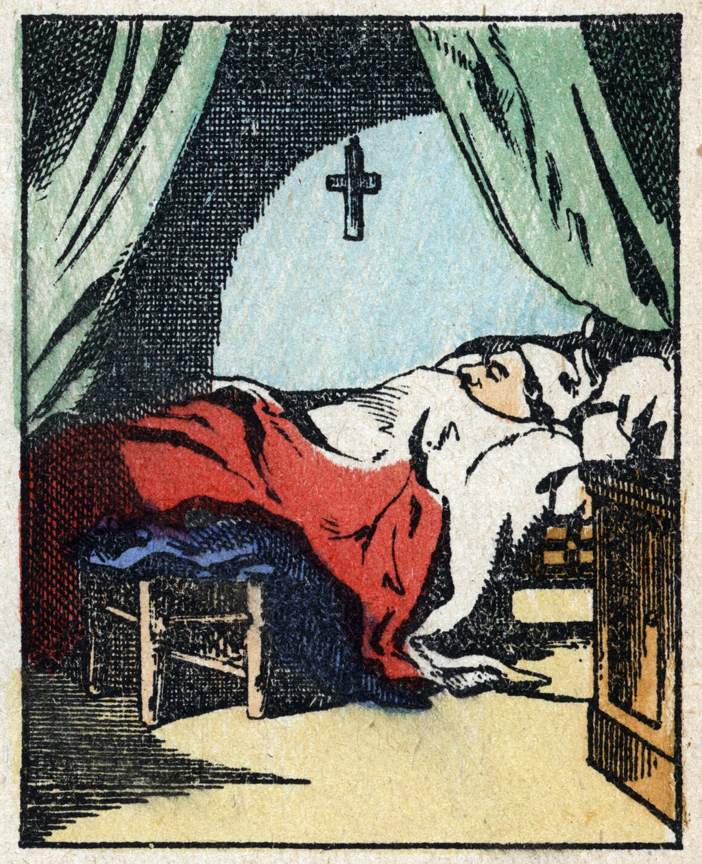 Illustrazione del racconto "Storia veridica di Jeannot Serinet". Incisione su legno di Imagery Pellerin - Epinal, sd. Fine XIX secolo. da French School