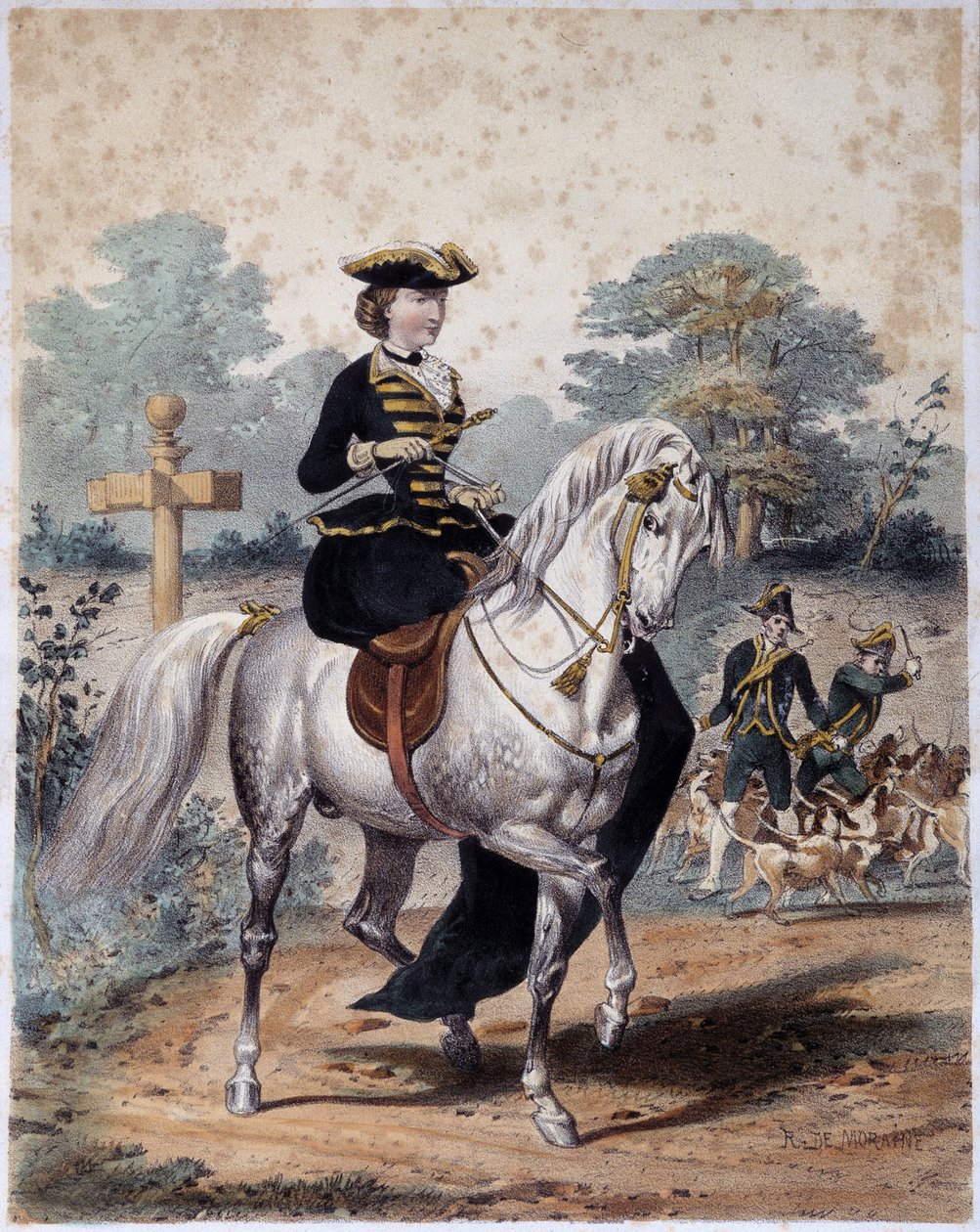 Imperatrice Eugenia in abito da caccia. Incisione anonima, sd. circa 1860 da French School