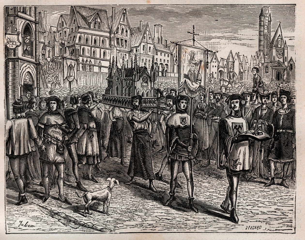 Nel 1318, il vescovo di Parigi convocò il clero della città per la traslazione delle reliquie di San Maglorio - Una processione iniziò lasciando la chiesa di San Maglorio in Rue Saint-Denis e passò per rue aux Ours, fino al cimitero di Saint-Nicolas-des-Ch da French School