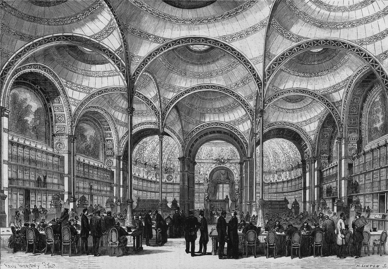 Inaugurazione della nuova sala di lettura della Biblioteca Imperiale di Parigi, il 13 giugno 1868, costruita dall