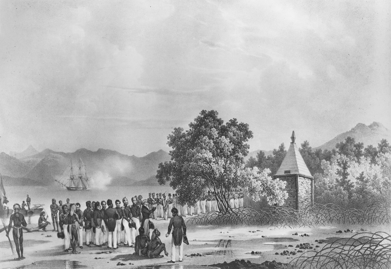 Inaugurazione di un monumento a La Pérouse a Vanikoro, da 
