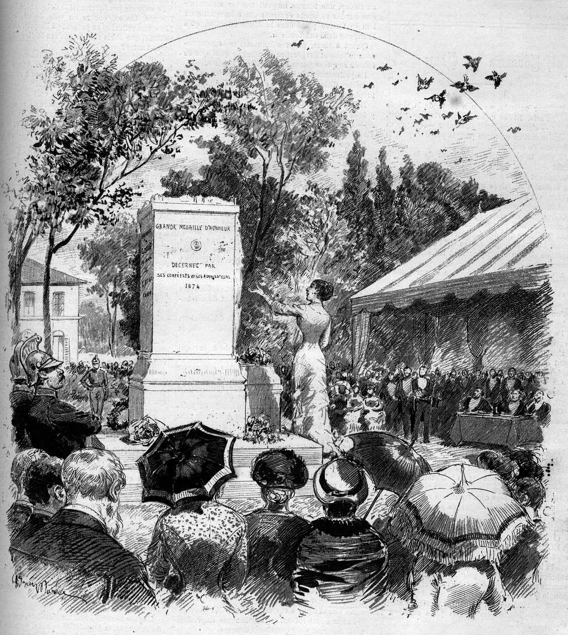 Inaugurazione del monumento dedicato al pittore Jean Baptiste Camille Corot (1796-1875) a Ville d