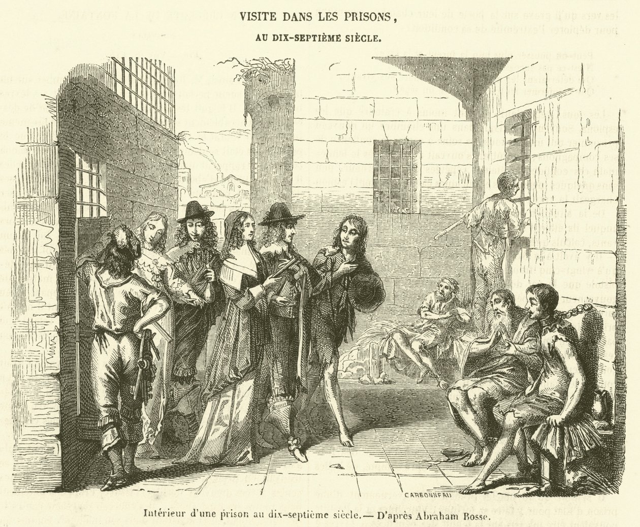 Interno di una prigione nel XVII secolo (incisione) da French School