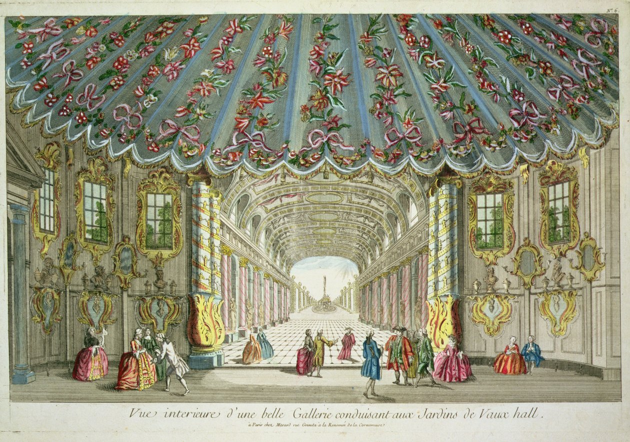 Interno di una galleria che conduce ai Vauxhall Gardens da French School