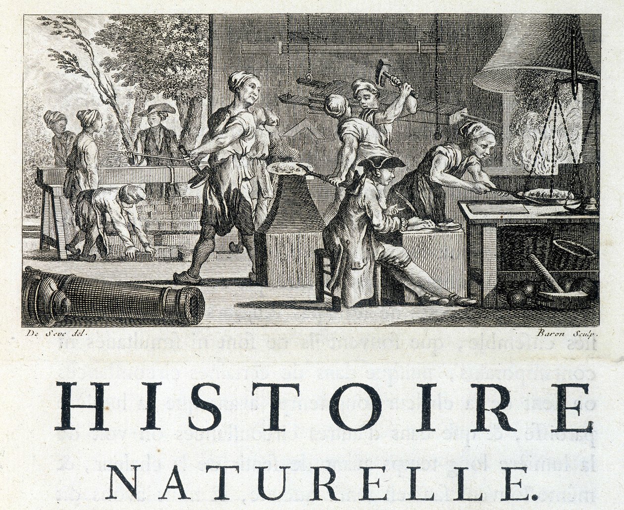 Interno di una fucina - in “Storia naturale, generale e particolare” di Buffon da French School