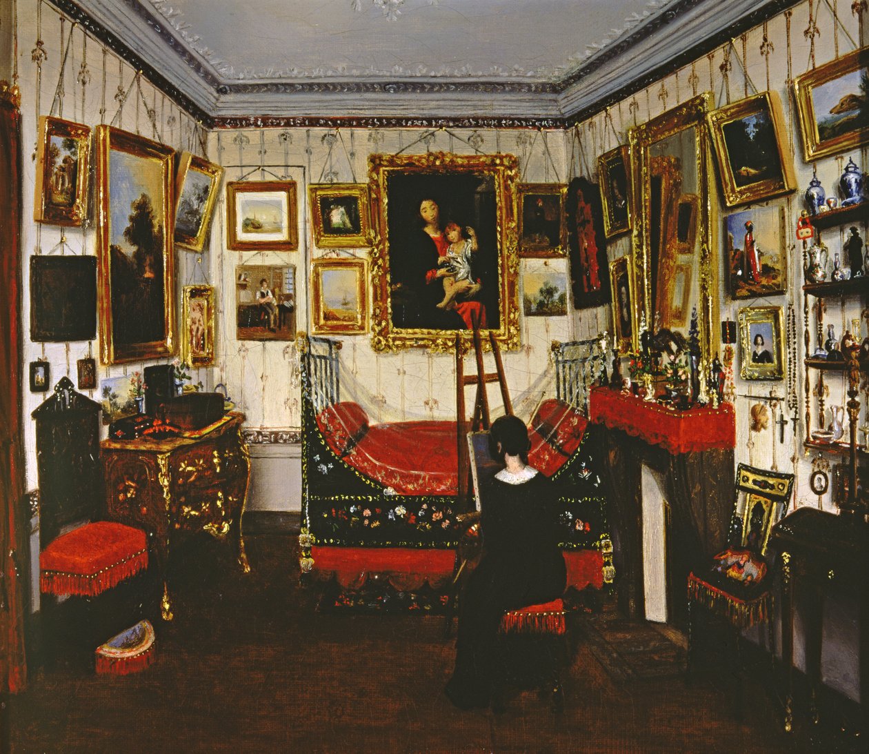 Interno di una stanza con una signora che dipinge, 1850 da French School