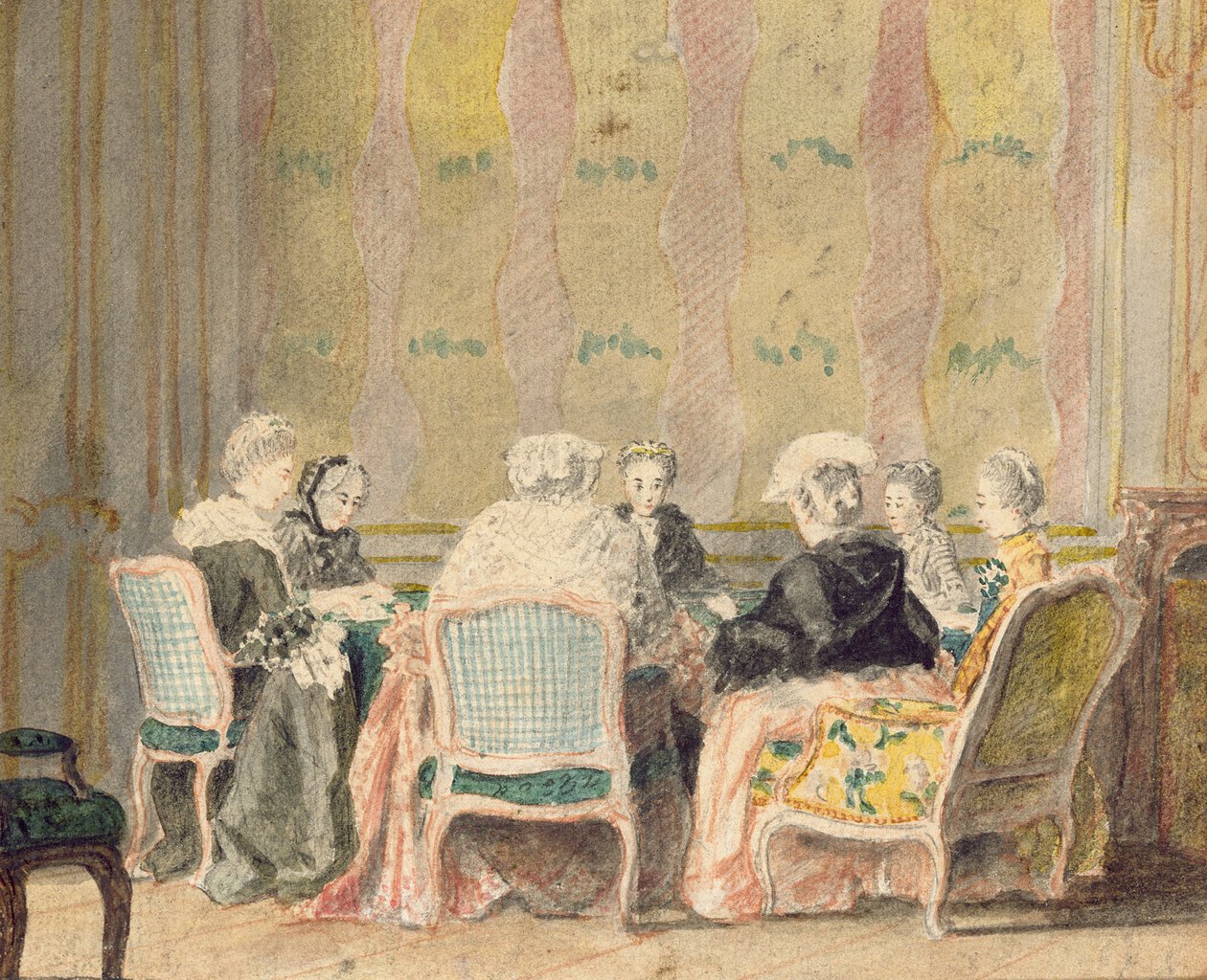 Interno con Signore che Giocano a Carte, 1770 da French School