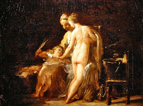 Interno con una signora al suo bagno, c.1800 da French School