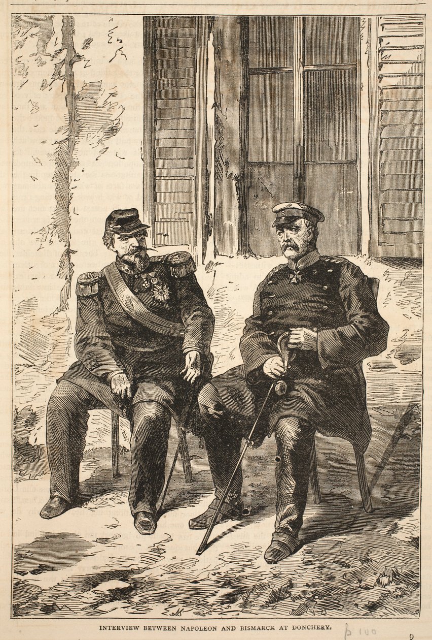 Intervista tra Napoleone e Bismarck a Doncherry, illustrazione da Cassells History of the War between France and Germany, 1870-1871 da French School