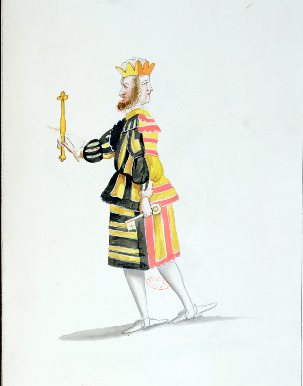 Costume di Giano per il Ballet de la Nuit di Jean-Baptise Lully (1632-87) danzato da Luigi XIV, 23 febbraio 1653 da French School