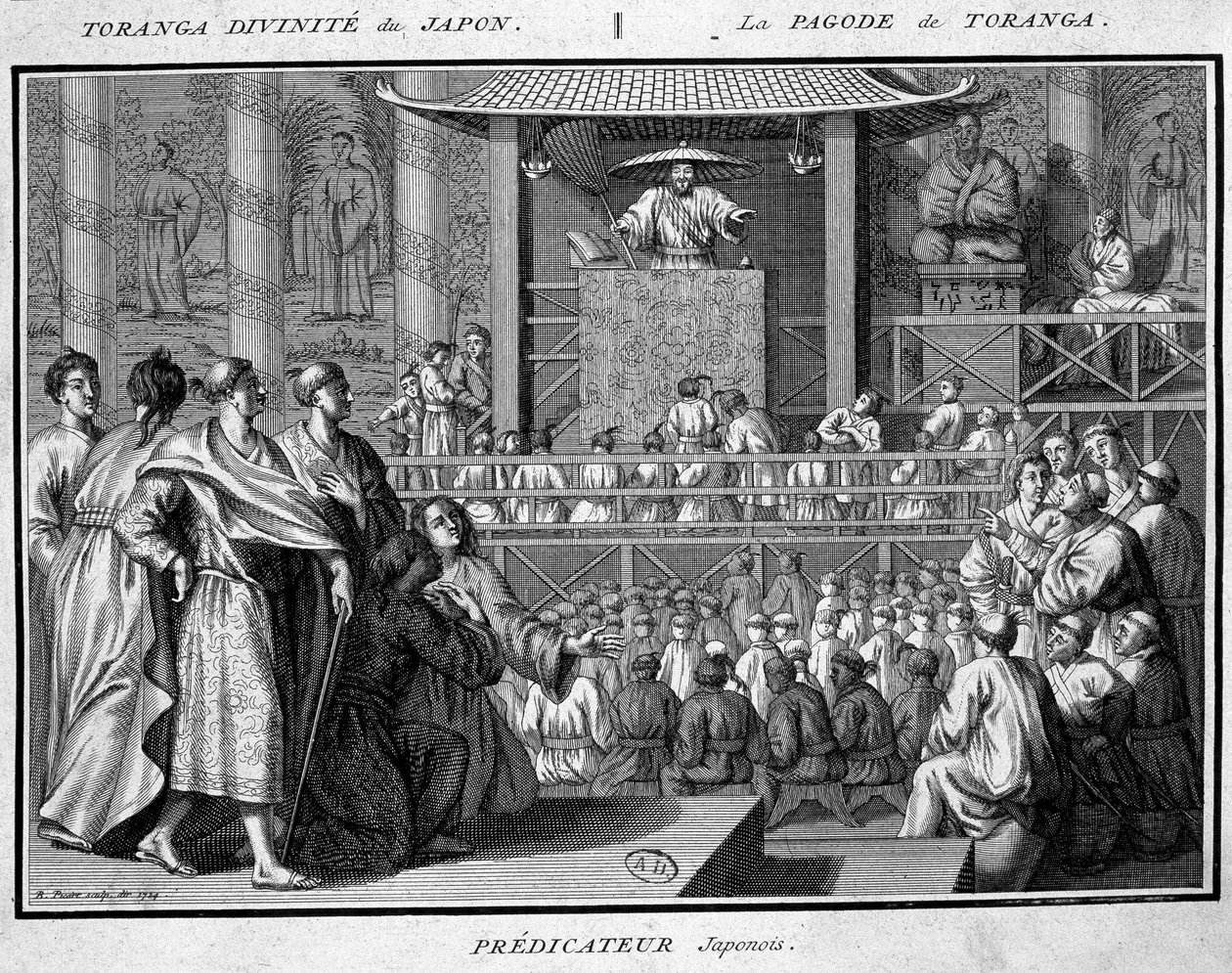 Predicatori giapponesi nella Pagoda di Toranga, divinità del Giappone da French School