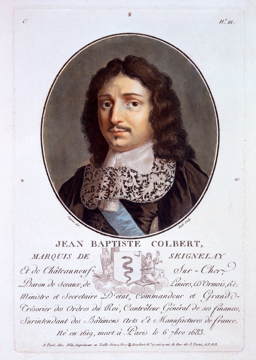 Jean-Baptiste Colbert, Marchese di Seignelay, da Portraits des grands hommes, femmes illustres, et sujets memorables de France, pubblicato 1787-92 da French School