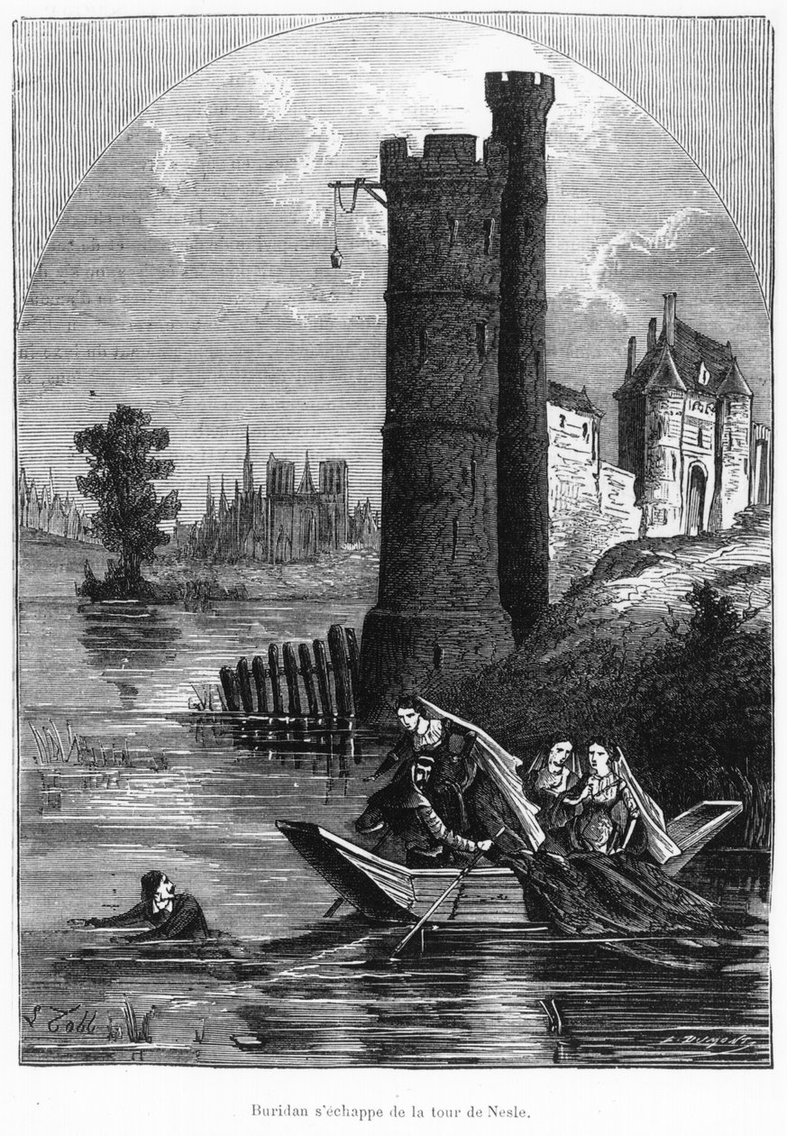 Jean Buridan che fugge dalla Torre di Nesle, seconda metà del XIX secolo da French School