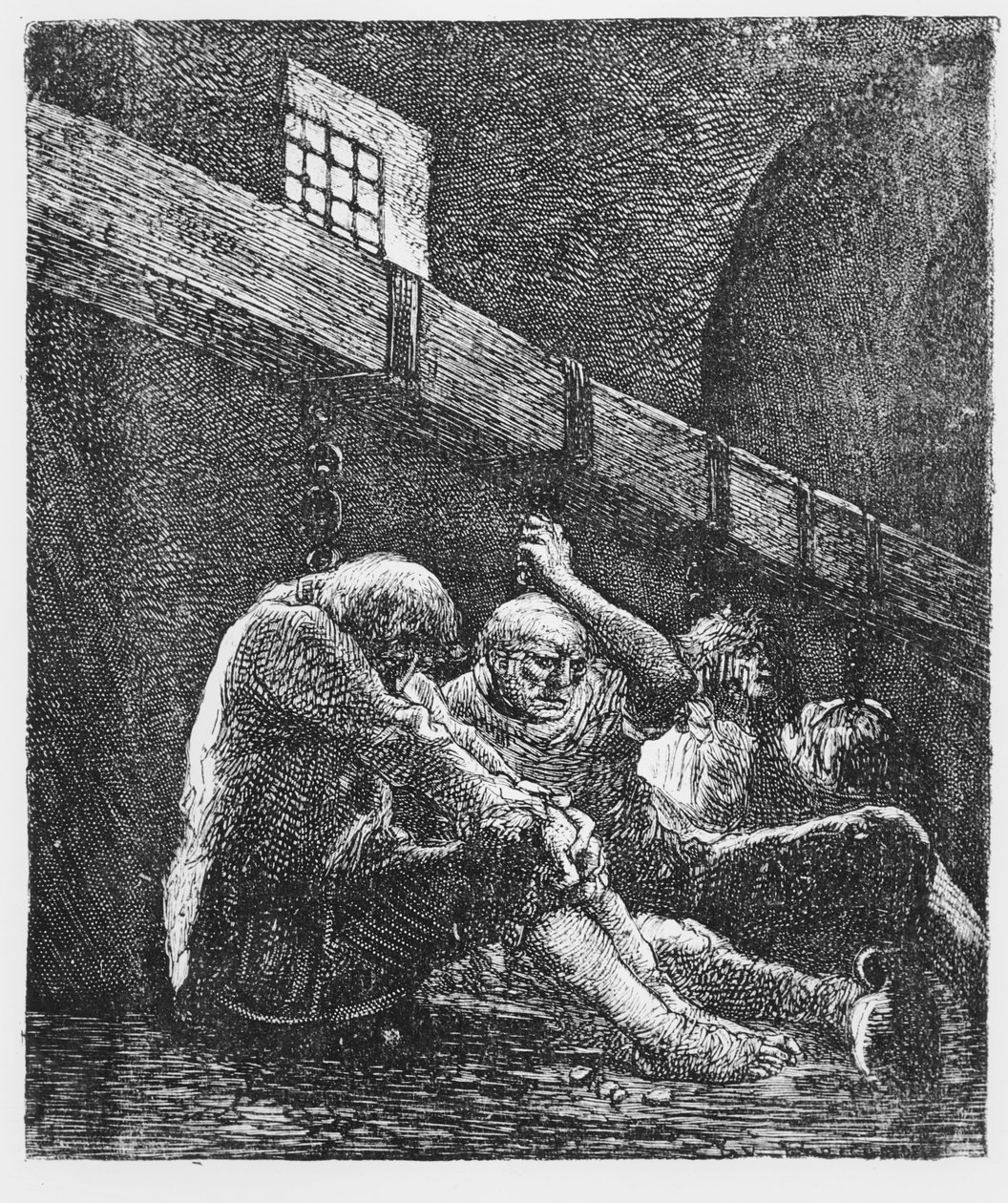 Jean Valjean in prigione, illustrazione da Les Miserables, di Victor Hugo, 1865 da French School
